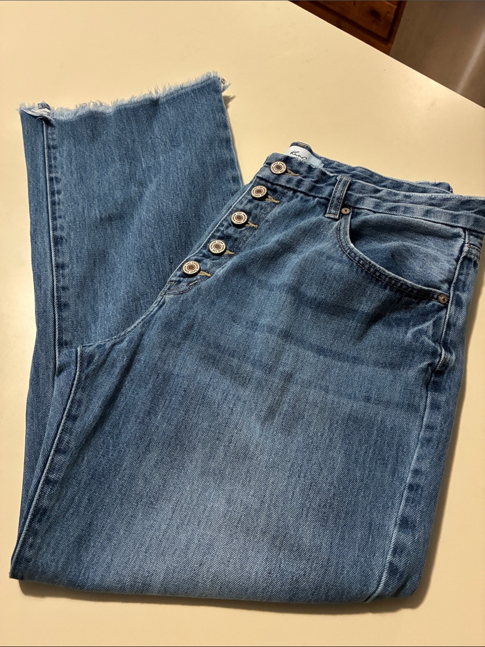 High-Rise Button-Fly Women’s Wide Leg Jeans in Medium Blue